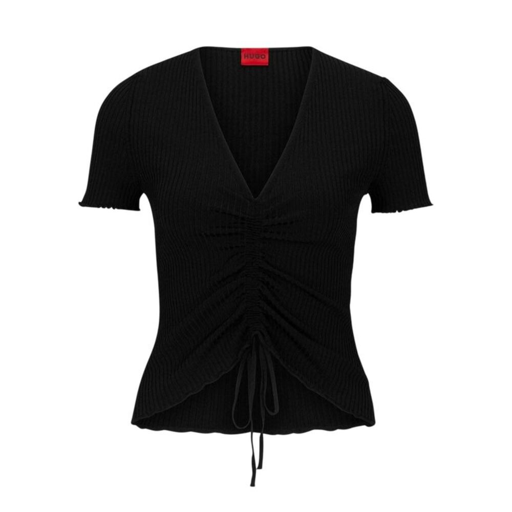 Hugo Womens/Ladies Slissy Slim Short-Sleeved Top / Black